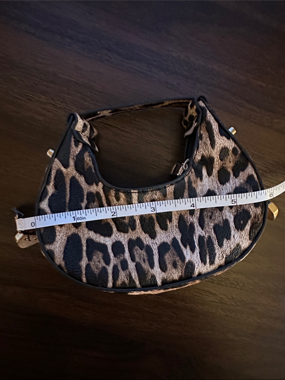 Leopard Print Micro Mini Hobo Bag Gold Hardware Bag Charm Y2K - Picture 14 of 17